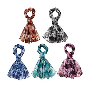 Set of 5 Ginko Leaf Digital Printed Decorative Scarves