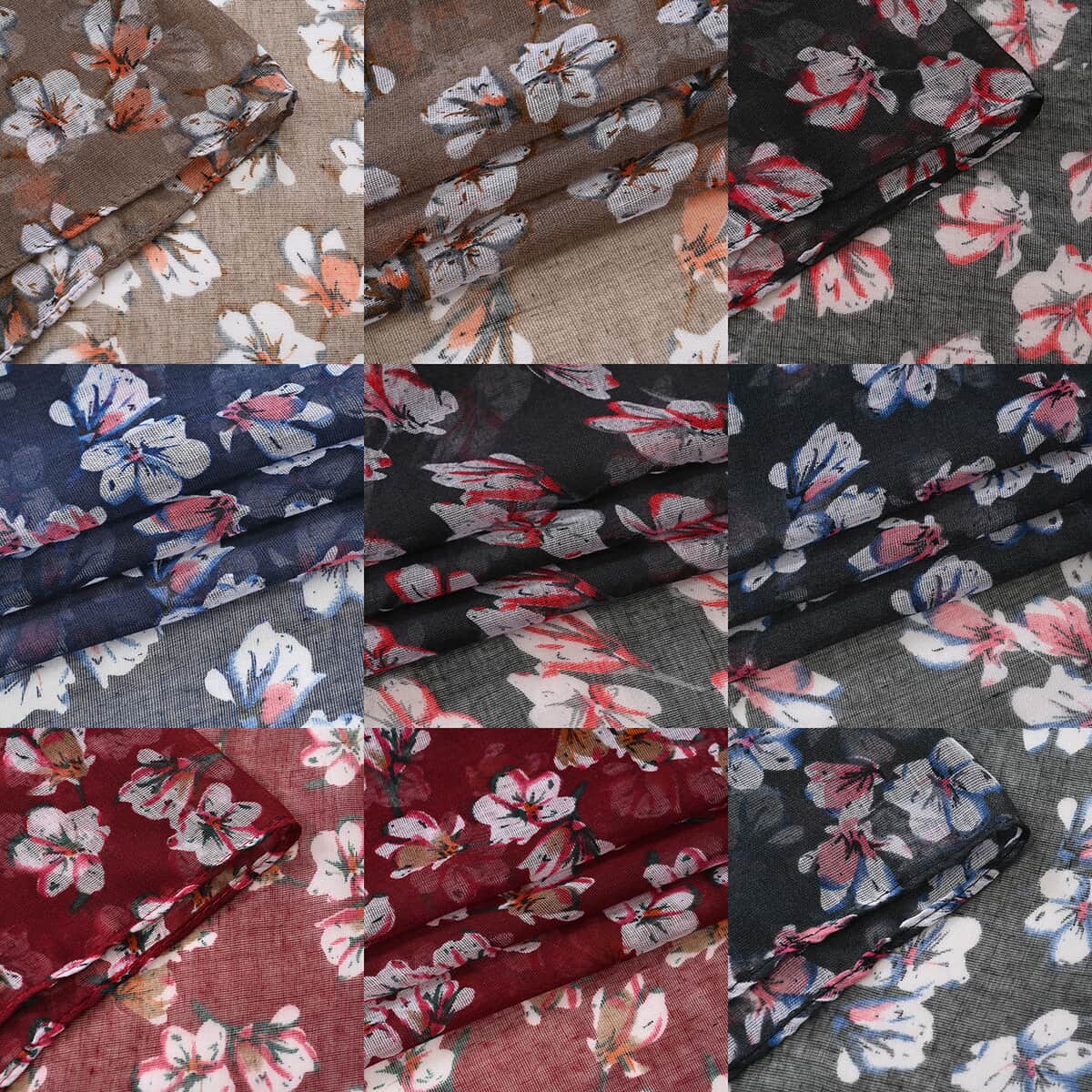 Set of 5 Floral Polyester Scarves image number 6