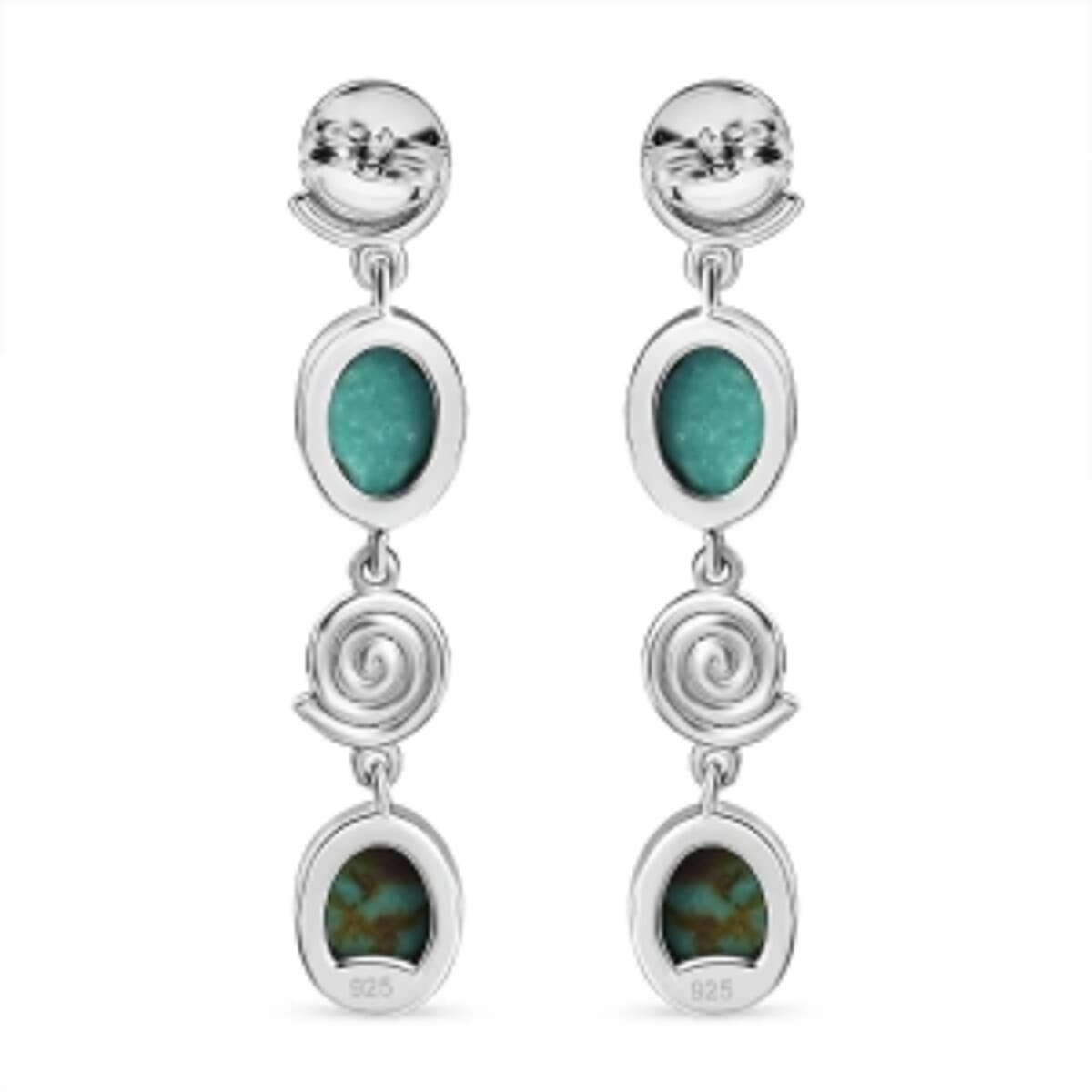 Sierra Nevada Turquoise Dangling 5.65 ctw Earrings in Rhodium Over Sterling Silver image number 3