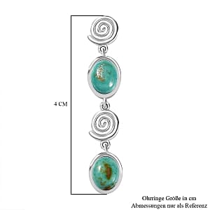 Sierra Nevada Turquoise Dangling 5.65 ctw Earrings in Rhodium Over Sterling Silver