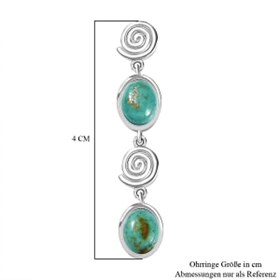 Sierra Nevada Turquoise Dangling 5.65 ctw Earrings in Rhodium Over Sterling Silver