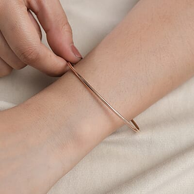 18K Vermeil Rsoe Gold Over Sterling Silver Cuff Bracelet (7.25 In) 2.75 Grams