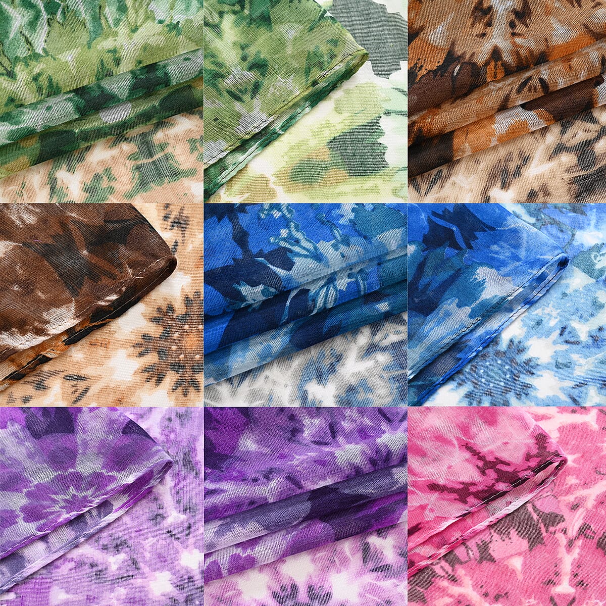 Set of 5 Tie Dye Polyester Scarves image number 6
