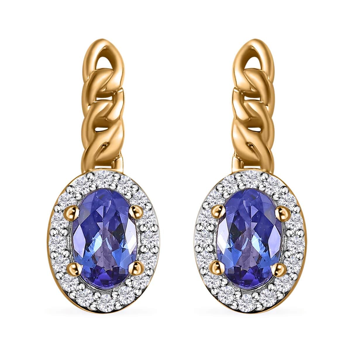 Luxoro Premium Tanzanite and Moissanite 1.15 ctw Earrings in 10K Yellow Gold image number 0