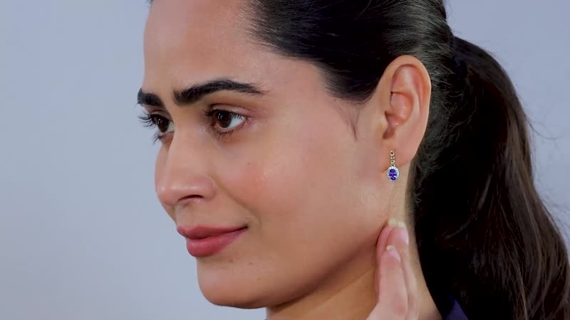 Luxoro Premium Tanzanite and Moissanite 1.15 ctw Earrings in 10K Yellow Gold