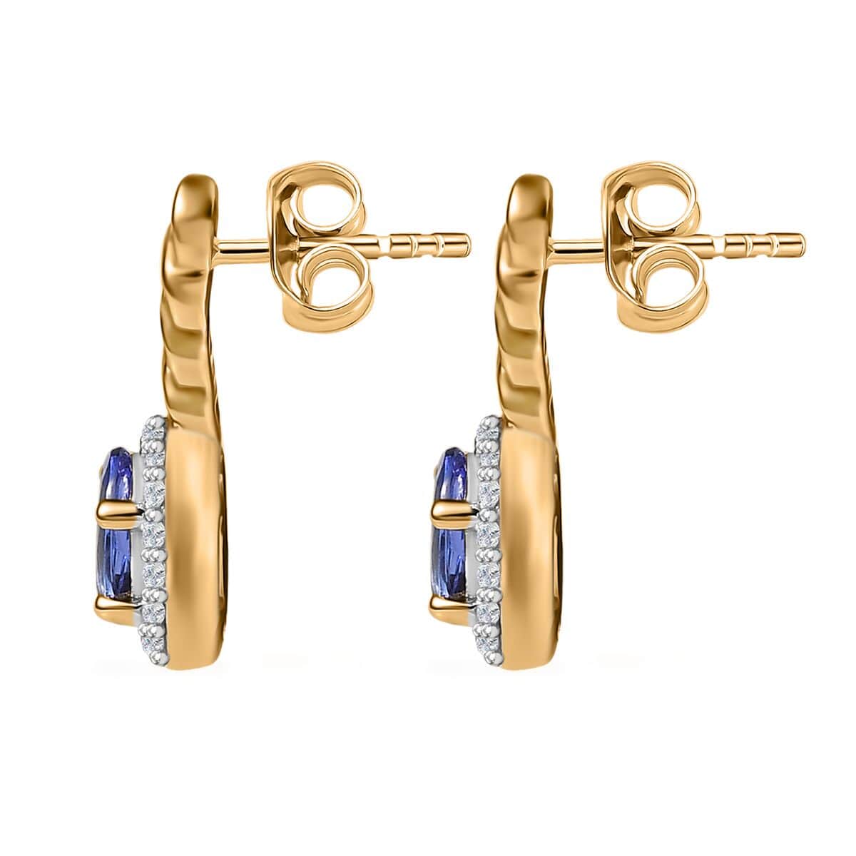 Luxoro Premium Tanzanite and Moissanite 1.15 ctw Earrings in 10K Yellow Gold image number 3