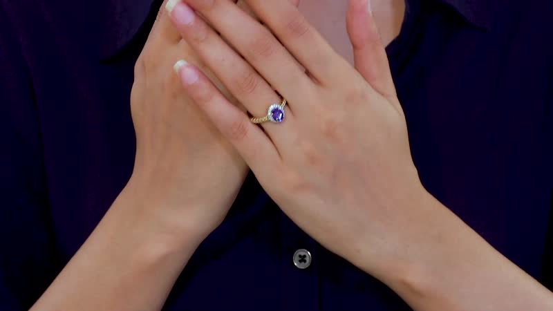 Luxoro Premium Tanzanite and Moissanite 1.60 ctw Ring in 10K Yellow Gold (Size 9.0)
