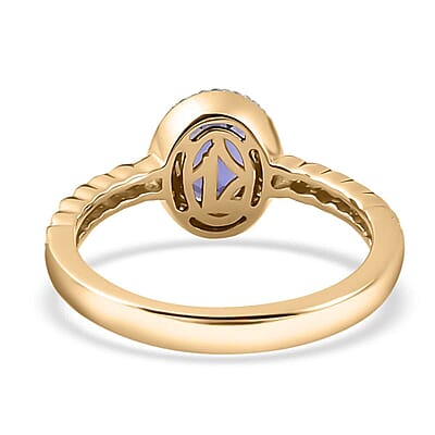 Luxoro Premium Tanzanite and Moissanite 1.60 ctw Ring in 10K Yellow Gold (Size 9.0)