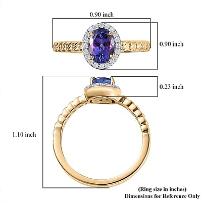 Luxoro Premium Tanzanite and Moissanite 1.60 ctw Ring in 10K Yellow Gold (Size 9.0)