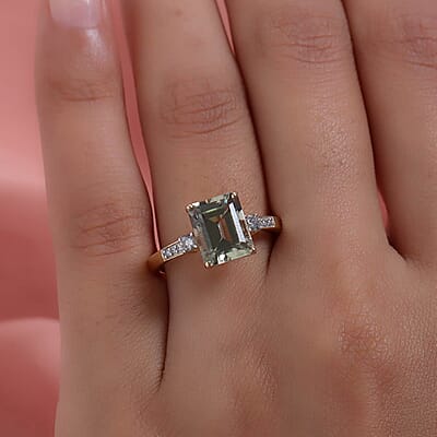 Luxoro 14K Yellow Gold Premium AA Turkizite and G-H I2 Diamond Ring (Size 10.0) 4.20 ctw
