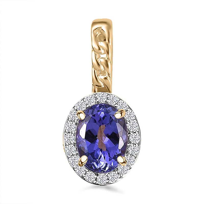 Luxoro Premium Tanzanite and Moissanite 1.75 ctw Pendant in 10K Yellow Gold