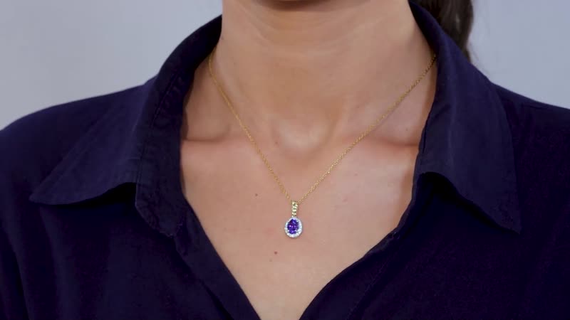 Luxoro Premium Tanzanite and Moissanite 1.75 ctw Pendant in 10K Yellow Gold