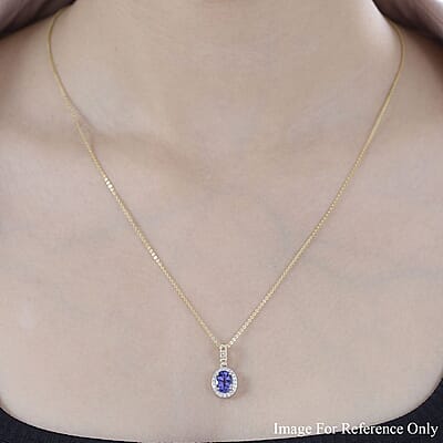 Luxoro Premium Tanzanite and Moissanite 1.75 ctw Pendant in 10K Yellow Gold