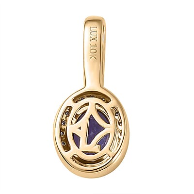 Luxoro Premium Tanzanite and Moissanite 1.75 ctw Pendant in 10K Yellow Gold