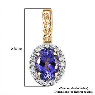 Luxoro Premium Tanzanite and Moissanite 1.75 ctw Pendant in 10K Yellow Gold