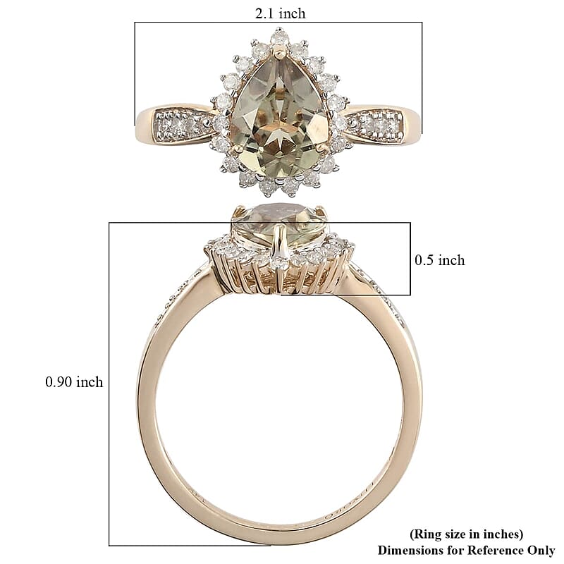 Luxoro 14K Yellow Gold Premium Turkizite and G-H I3 Diamond Ring (Size 7.0) 2.05 ctw