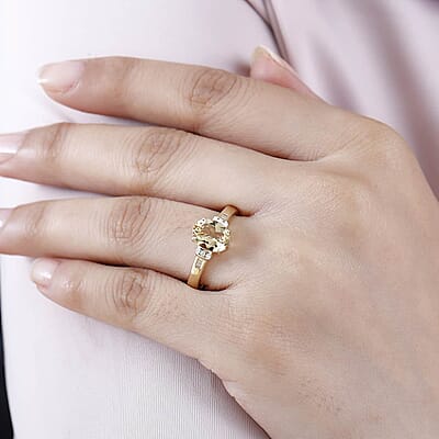 Luxoro AAA Brazilian Heliodor and G-H I2-I3 Diamond 1.75 ctw Ring in 10K Yellow Gold (Size 10.0)