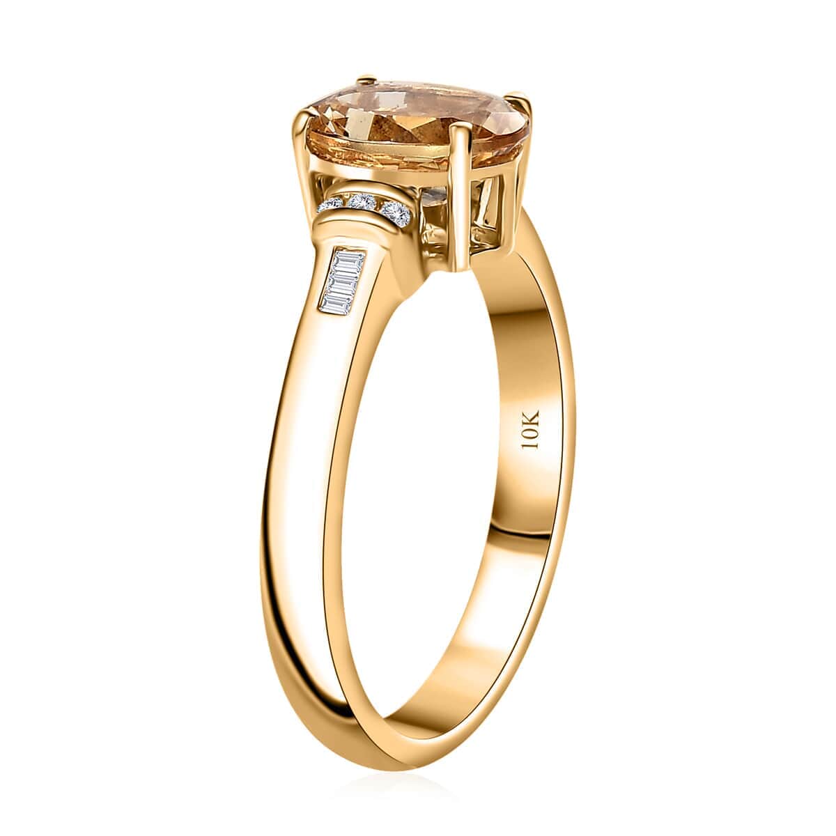 Luxoro AAA Brazilian Heliodor and G-H I2-I3 Diamond 1.75 ctw Ring in 10K Yellow Gold (Size 10.0) image number 3