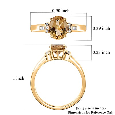 Luxoro AAA Brazilian Heliodor and G-H I2-I3 Diamond 1.75 ctw Ring in 10K Yellow Gold (Size 10.0)