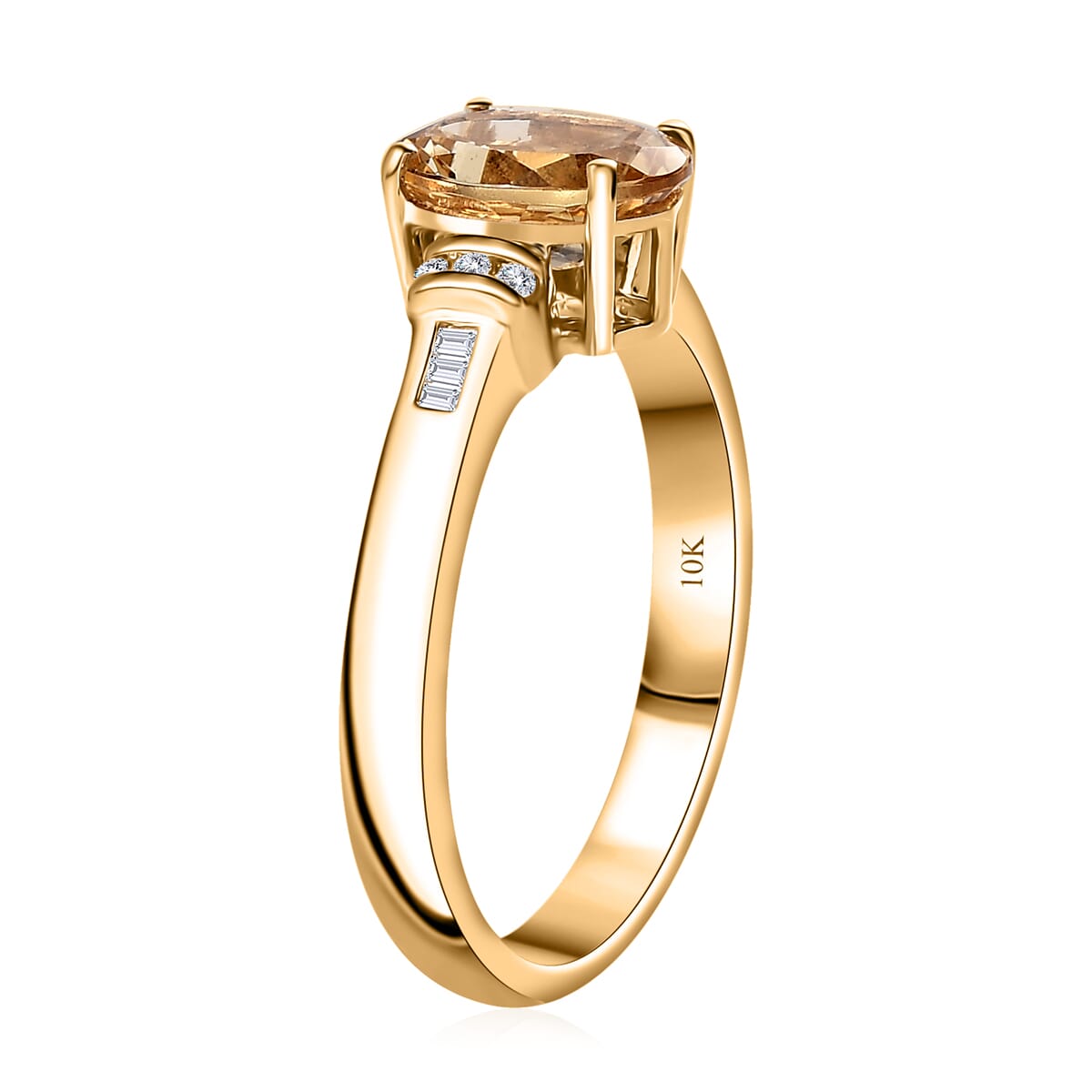 Luxoro AAA Brazilian Heliodor and G-H I2-I3 Diamond 1.75 ctw Ring in 10K Yellow Gold (Size 7.5) image number 3