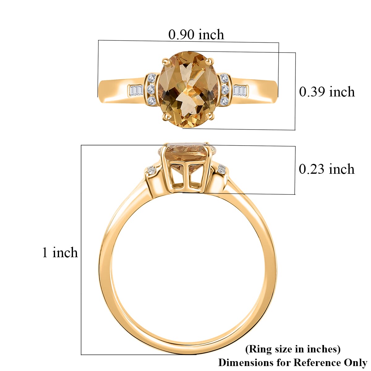 Luxoro AAA Brazilian Heliodor and G-H I2-I3 Diamond 1.75 ctw Ring in 10K Yellow Gold (Size 7.5) image number 5