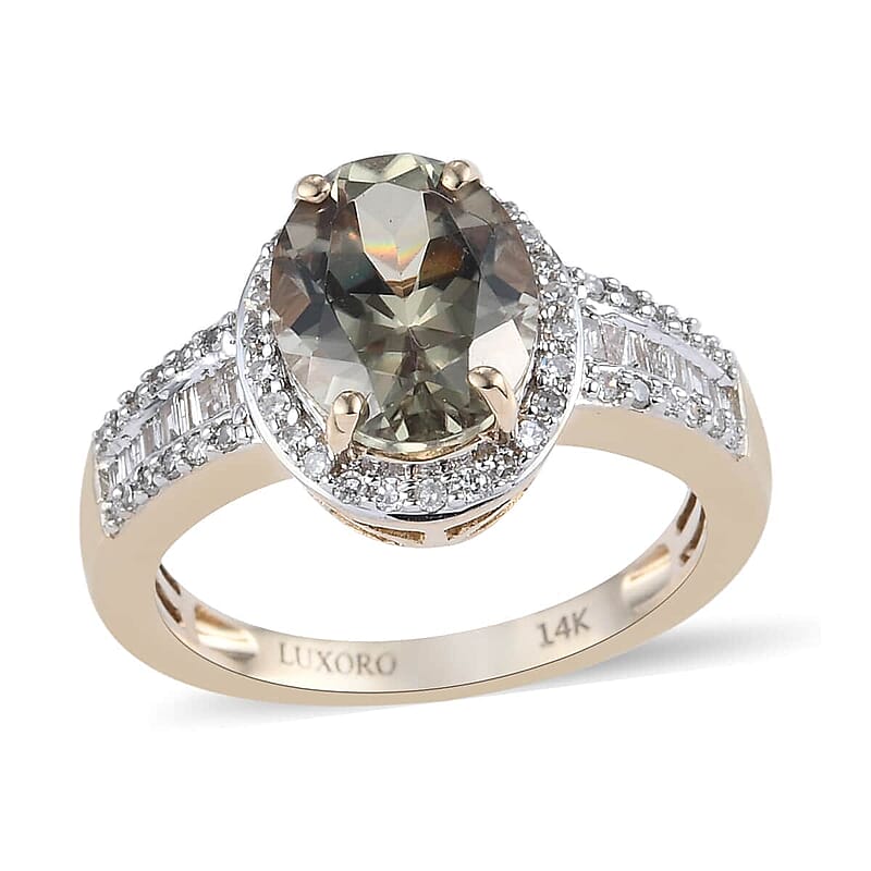 Luxoro 14K Yellow Gold AAA Turkizite and G-H I3 Diamond Ring (Size 10.5) 4.15 Grams 3.50 ctw