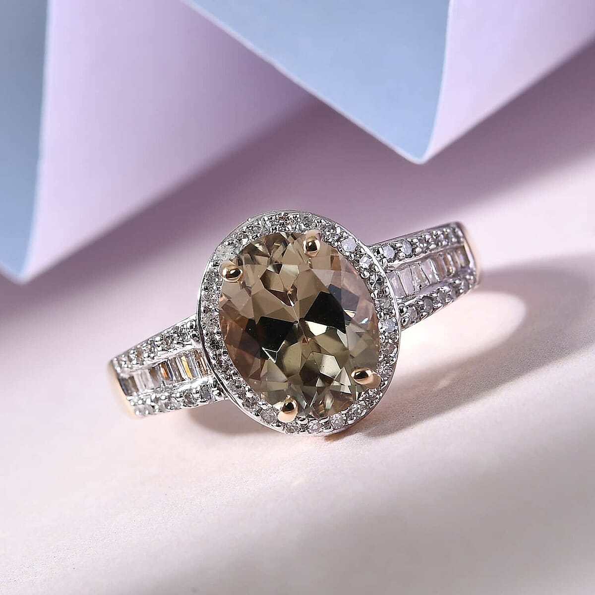 Luxoro 14K Yellow Gold AAA Turkizite and G-H I3 Diamond Ring (Size 8.5) 4.15 Grams 3.50 ctw image number 1