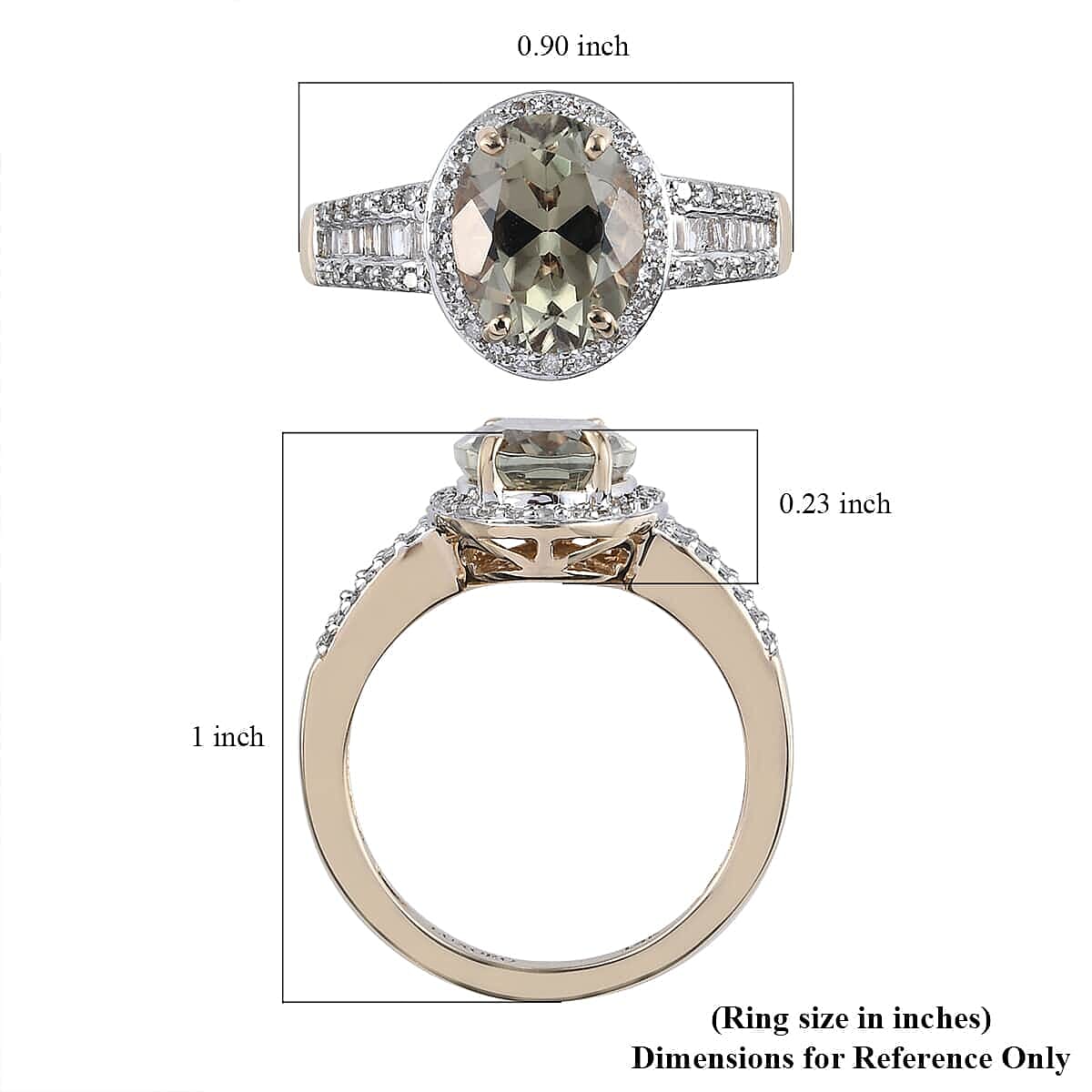 Luxoro 14K Yellow Gold AAA Turkizite and G-H I3 Diamond Ring (Size 8.5) 4.15 Grams 3.50 ctw image number 5