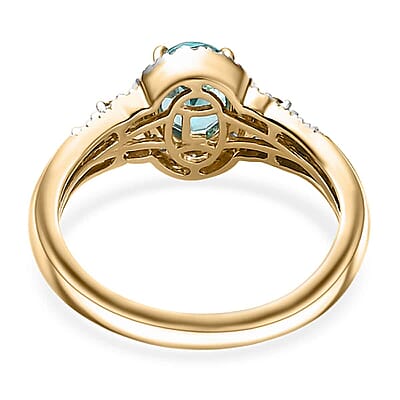 Luxoro Premium Paraiba Apatite, Rubellite, G-H I2 Diamond 1.50 ctw Ring in 10K Yellow Gold (Size 10.0) 