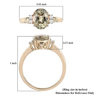 Luxoro 14K Yellow Gold AA Premium Turkizite and G-H I2 Diamond Ring (Size 6.0) 2.60 ctw