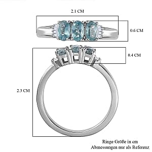 Aqua Kyanite 0.92 ctw Ring in Platinum Over Sterling Silver (Size 10)