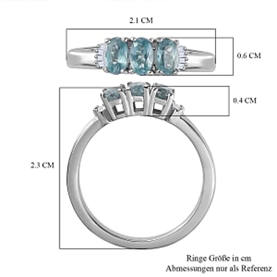 Aqua Kyanite 0.92 ctw Ring in Platinum Over Sterling Silver (Size 10)