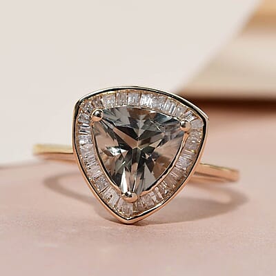 Luxoro 14K Yellow Gold AAA Turkizite and G-H I3 Diamond Halo Ring (Size 10.5) 2.00 ctw