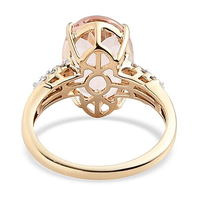 Luxoro 14K Yellow Gold AAA Marropino Morganite and G-H I3 Diamond Ring (Size 10.0) 5.50 ctw