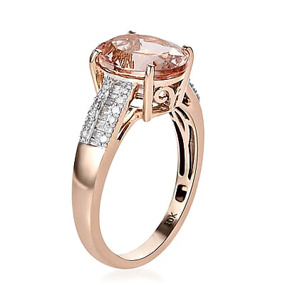 Luxoro 10K Rose Gold Premium Marropino Morganite and Diamond Ring (Size 10.5) 3.40 ctw