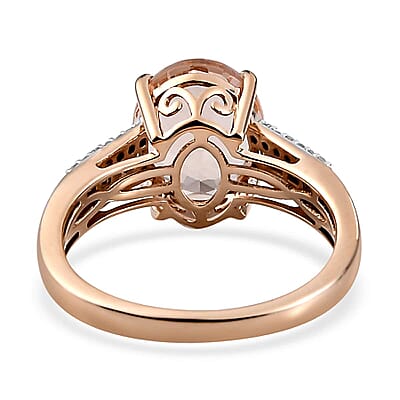 Luxoro 10K Rose Gold Premium Marropino Morganite and Diamond Ring (Size 10.5) 3.40 ctw