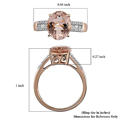 Luxoro 10K Rose Gold Premium Marropino Morganite and Diamond Ring (Size 10.5) 3.40 ctw