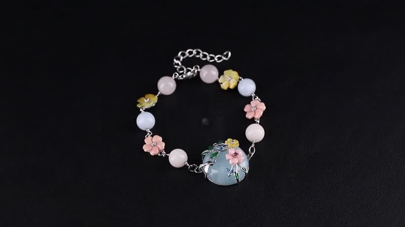 Mangoro Aquamarine and Multi Gemstone 43.10 ctw Floral Bracelet in Rhodium Over Sterling Silver (7.25In)