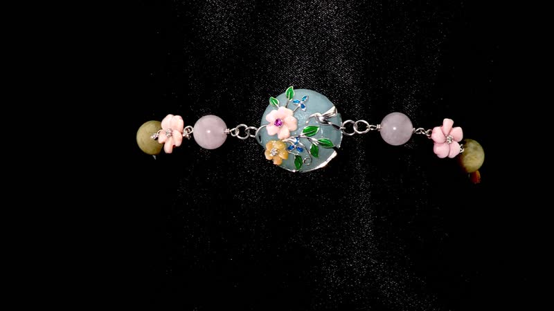 Mangoro Aquamarine and Multi Gemstone 43.10 ctw Floral Bracelet in Rhodium Over Sterling Silver (7.25In)