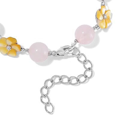 Mangoro Aquamarine and Multi Gemstone 43.10 ctw Floral Bracelet in Rhodium Over Sterling Silver (7.25In)