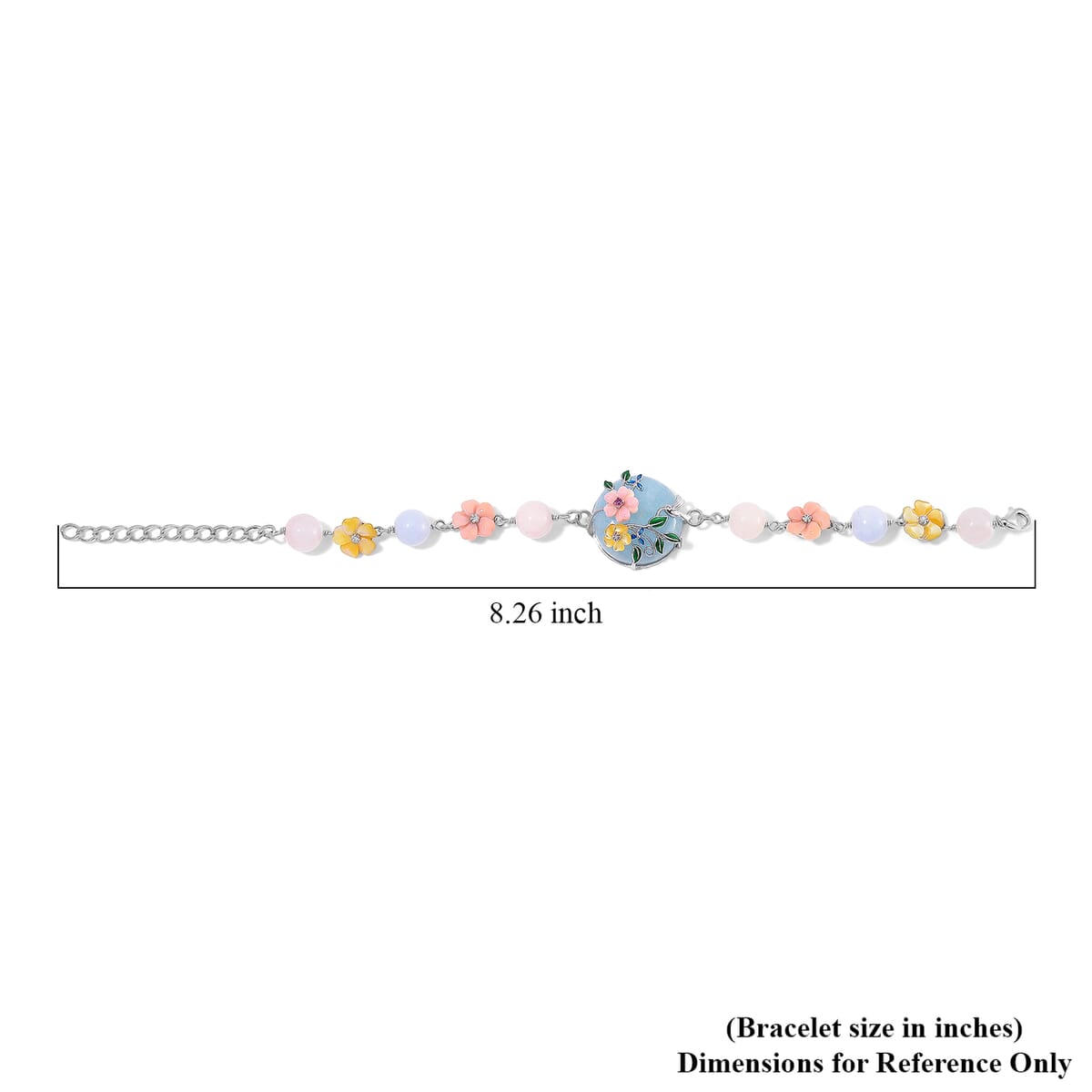 Mangoro Aquamarine and Multi Gemstone 43.10 ctw Floral Bracelet in Rhodium Over Sterling Silver (7.25In) image number 6