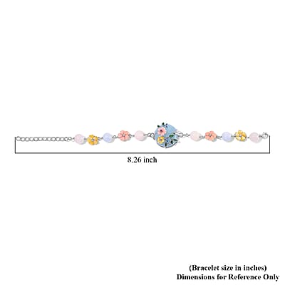 Mangoro Aquamarine and Multi Gemstone 43.10 ctw Floral Bracelet in Rhodium Over Sterling Silver (7.25In)