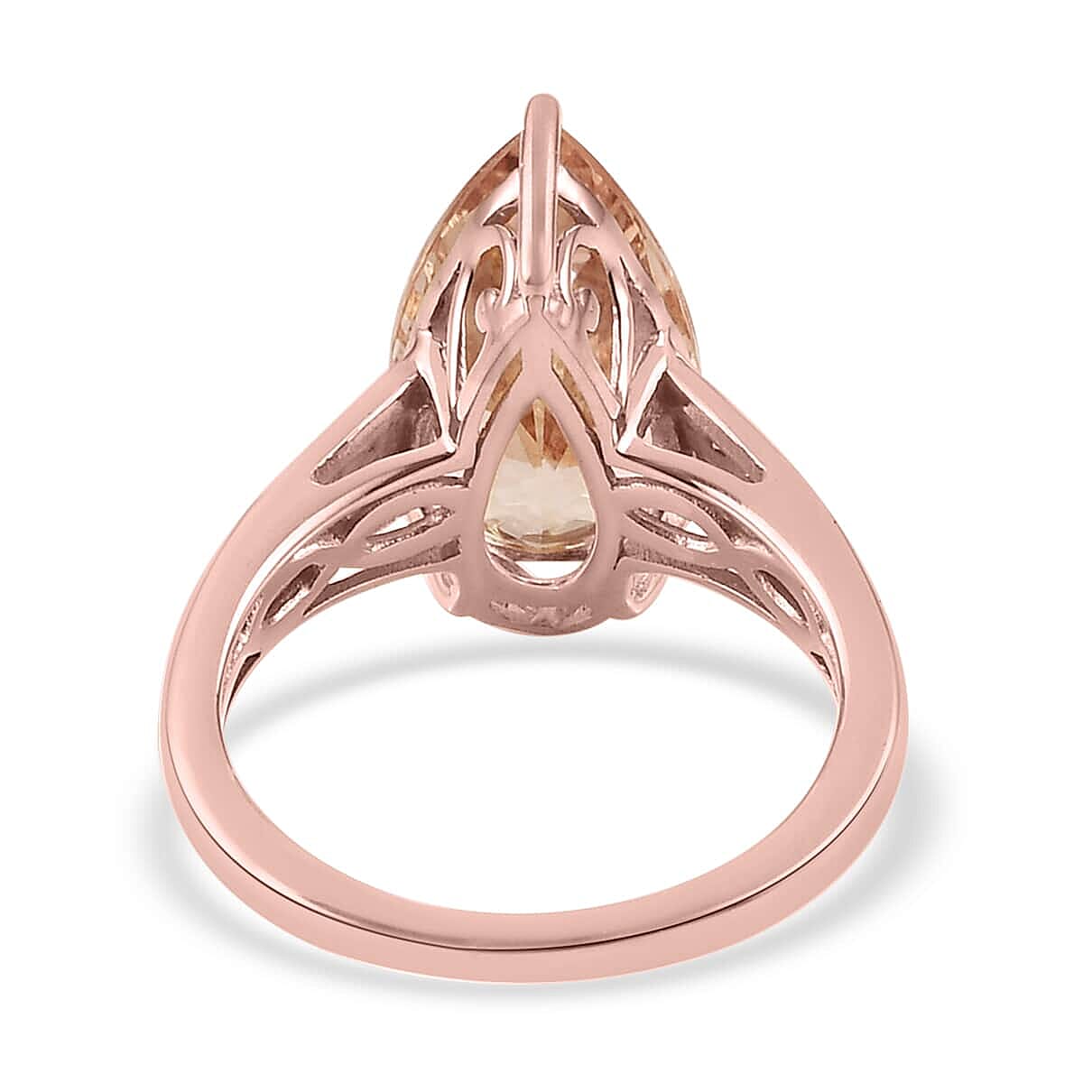 Luxoro 14K Rose Gold AAA Marropino Morganite and G-H I3 Diamond Ring (Size 10.5) 4 Grams 5.25 ctw