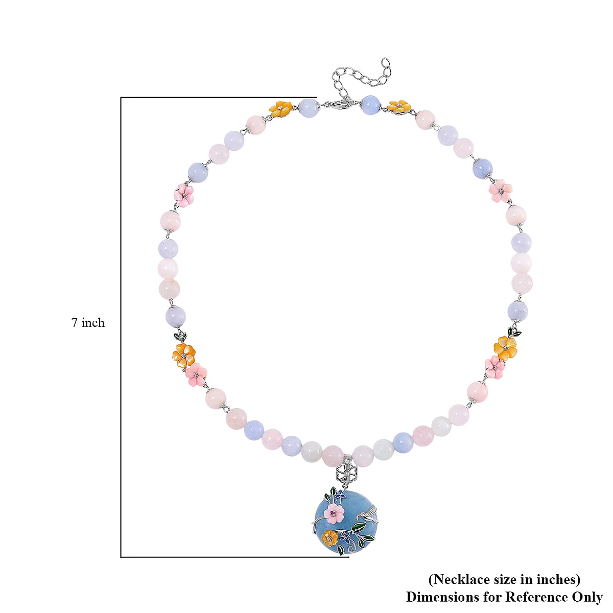 Mangoro Aquamarine and Multi Gemstone 196.90 ctw Floral Beaded Necklace in Rhodium Over Sterling Silver 18-20 Inches image number 6