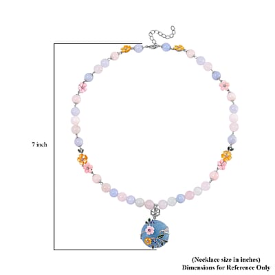 Mangoro Aquamarine and Multi Gemstone 196.90 ctw Floral Beaded Necklace in Rhodium Over Sterling Silver 18-20 Inches