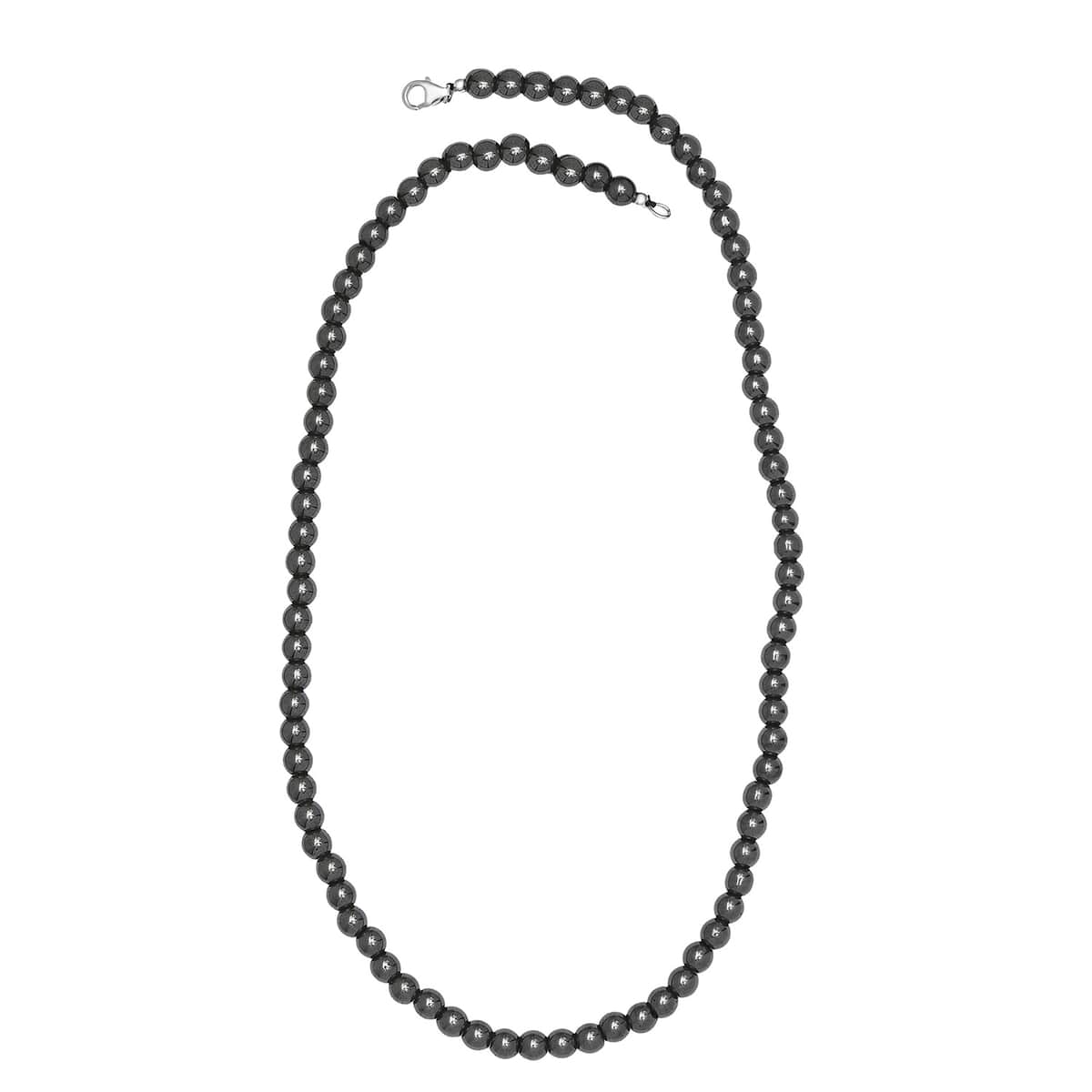 Hematite Beaded Necklace 20 Inches in Rhodium Over Sterling Silver 221.00 ctw image number 3