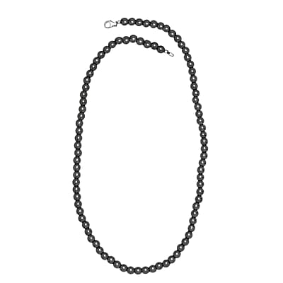 Hematite Beaded Necklace 20 Inches in Rhodium Over Sterling Silver 221.00 ctw