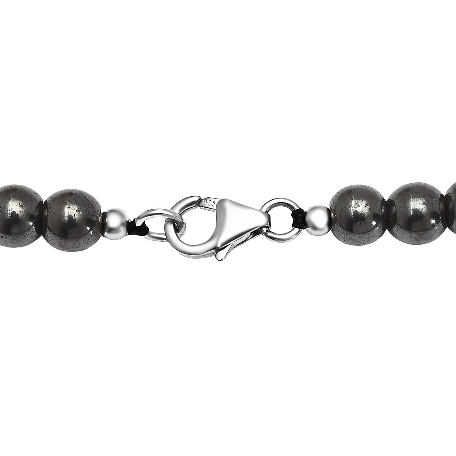 Hematite Beaded Necklace 20 Inches in Rhodium Over Sterling Silver 221.00 ctw