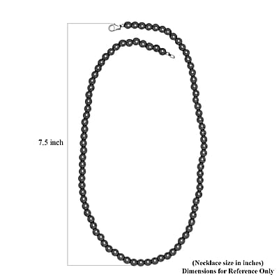 Hematite Beaded Necklace 20 Inches in Rhodium Over Sterling Silver 221.00 ctw