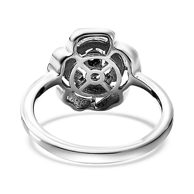 D'Joy White Diamond Accent Flower Ring in Sterling Silver (Size 10.0)